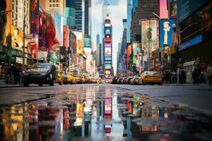 nuevo York ciudad a noche hora ai generativo foto