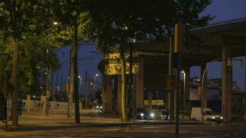 Night traffic in Barcelona Time lapse video