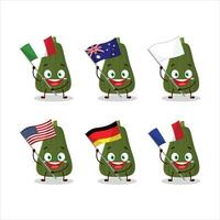 Squash cartoon character bring the flags of various countries vector