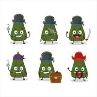 Cartoon character of squash with various pirates emoticons vector