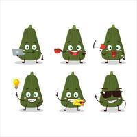 squash dibujos animados personaje con varios tipos de negocio emoticones vector