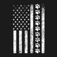 funny gift Dog Paw American Flag Police Military t shirt design vector