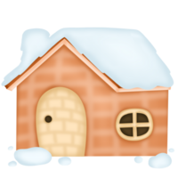 Winter houses on hill with snowing png