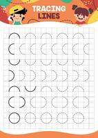 Tracing Lines Exercise Worksheet For Kids vector