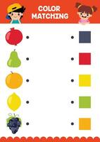 Color Matching Worksheet For Kids vector