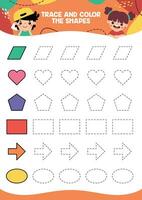 Tracing Lines Exercise Worksheet For Kids vector