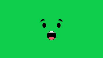 dibujos animados impactante sorpresa cara expresión, dibujos animados personaje sorprendido facial reacción animación aislado en verde pantalla antecedentes video