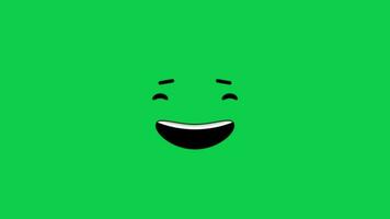 Cartoon laughing face expression loop animation isolated on green screen background video
