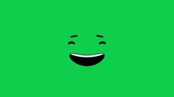 Cartoon laughing face expression loop animation isolated on green screen background video