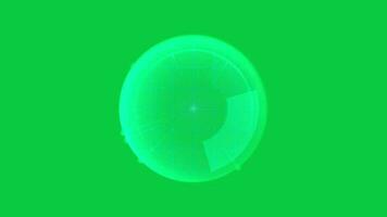 Radar scan HUD technology animation effect overlay isolated on green screen background video