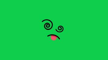 Cartoon dizzy face expression animation isolated on green screen background video