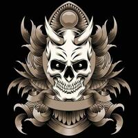 Skull with horns vector illustration