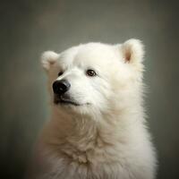 White bear, close-up portrait. Generative AI photo