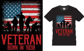 Veteran born in 1950 American Veteran t-shirt design vector template.