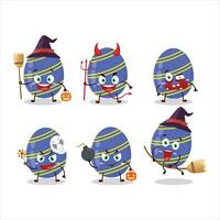 Halloween expression emoticons with cartoon character of blue easter egg vector