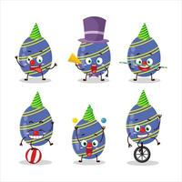 Cartoon character of blue easter egg with various circus shows vector