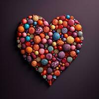 Symbol of love. The perfect heart of sweets on a lilac background close up. AI Generated photo