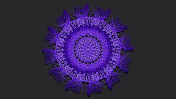 3d Mandala Design Animation auf dunkel schwarz Hintergrund, spirituell ,Kaleidoskop Mandala Muster Animation, abstrakt Animation von futuristisch einfach Mandala Design video