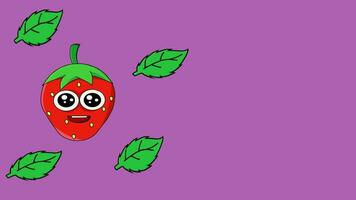 animated video of cute strawberry characters with moving leaves