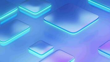 3d Geometric with neon light background , slide animation, blue glow, metallic material, 4k resolution, seamless loop video