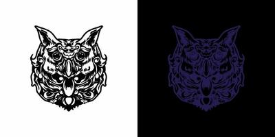 two different designs of an owl and a wolf vector