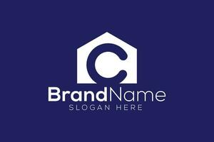 Trendy and minimal letter C home vector logo design