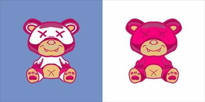 two teddy bears with different colors and designs vector