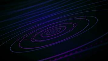 Abstract violet circles infinite loop Hi-tech background. 3d, neon, flare. 4k, 60 fps video