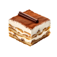 klassiek Italiaans tiramisu taart geïsoleerd Aan transparant achtergrond, generatief ai png