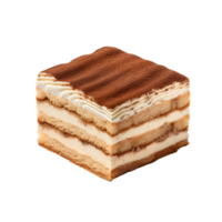 Classic Italian tiramisu cake isolated on transparent background, Generative AI png