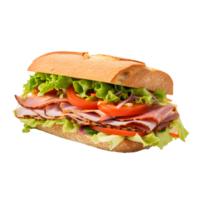 Sandwich con prosciutto e verdure isolato su trasparente sfondo. generativo ai png