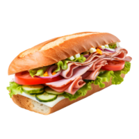 Sandwich con prosciutto e verdure isolato su trasparente sfondo. generativo ai png