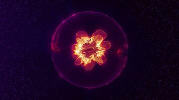 abstract Purper oranje naadloos energie plasma gebied gloeiend elektrisch magisch futuristische deeltjes high Tech ruimte, 4k video, 60 fps. video