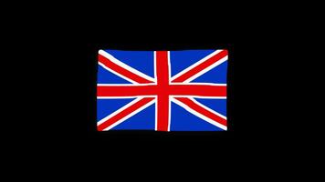 nacional Reino Unido bandera país icono sin costura lazo animación ondulación con alfa canal video