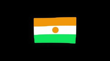 nationaal Niger vlag land icoon naadloos lus animatie golvend met alpha kanaal video