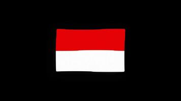 nacional Indonésia bandeira país ícone desatado ciclo animação acenando com alfa canal video