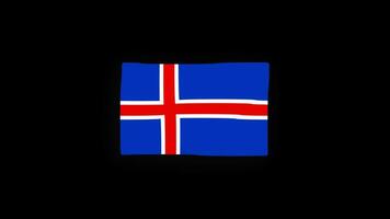 nacional Islândia bandeira país ícone desatado ciclo animação acenando com alfa canal video
