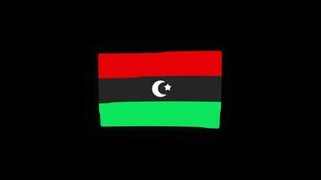 National Libya flag country icon Seamless Loop animation Waving with Alpha Channel video