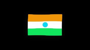 nationell Indien flagga Land ikon sömlös slinga animering vinka med alfa kanal video