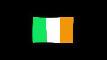 nationell irland flagga Land ikon sömlös slinga animering vinka med alfa kanal video