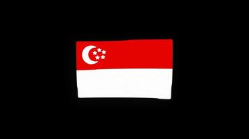nationell singapore flagga Land ikon sömlös slinga animering vinka med alfa kanal video
