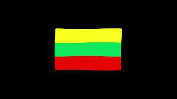 National Lithuania flag country icon Seamless Loop animation Waving with Alpha Channel video