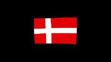 nacional Dinamarca bandera país icono sin costura lazo animación ondulación con alfa canal video