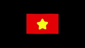 nationell vietnam flagga Land ikon sömlös slinga animering vinka med alfa kanal video