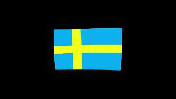nationell Sverige flagga Land ikon sömlös slinga animering vinka med alfa kanal video