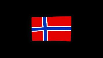 nacional Noruega bandeira país ícone desatado ciclo animação acenando com alfa canal video