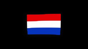 nationaal Nederland vlag land icoon naadloos lus animatie golvend met alpha kanaal video
