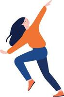 mano dibujado hembra personaje haciendo yoga o meditando en plano estilo vector