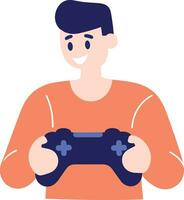 Hand Drawn child character playing game in flat style vector