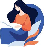 Hand Drawn Child character reading a book in flat style vector